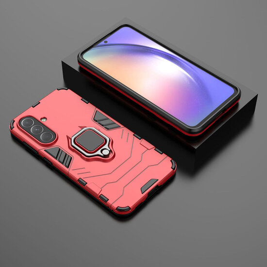 Samsung Galaxy A36 / Galaxy A56 Hoesje - MobyDefend Dubbelgelaagde Pantsercase Met Standaard - Rood