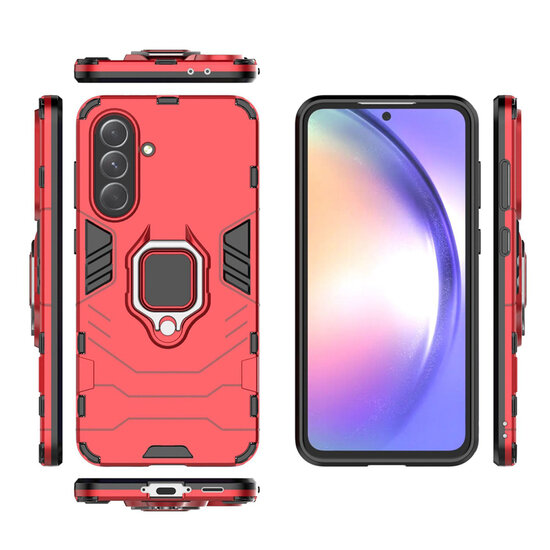 Samsung Galaxy A36 / Galaxy A56 Hoesje - MobyDefend Dubbelgelaagde Pantsercase Met Standaard - Rood