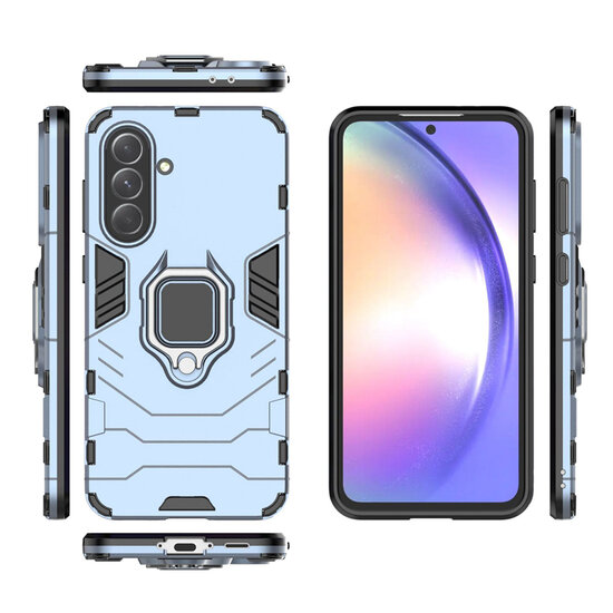 Samsung Galaxy A36 / Galaxy A56 Hoesje - MobyDefend Dubbelgelaagde Pantsercase Met Standaard - Blauw