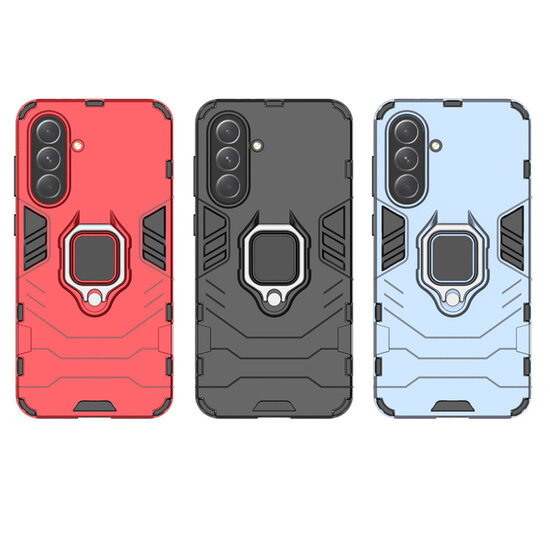 Samsung Galaxy A36 / Galaxy A56 Hoesje - MobyDefend Dubbelgelaagde Pantsercase Met Standaard - Zwart