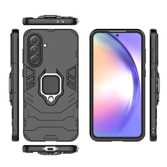 Samsung Galaxy A36 / Galaxy A56 Hoesje - MobyDefend Dubbelgelaagde Pantsercase Met Standaard - Zwart