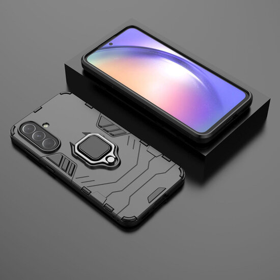 Samsung Galaxy A36 / Galaxy A56 Hoesje - MobyDefend Dubbelgelaagde Pantsercase Met Standaard - Zwart