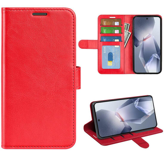 OnePlus 13R Hoesje - MobyDefend Wallet Book Case (Sluiting Achterkant) - Rood