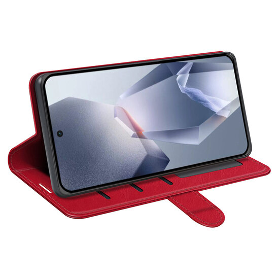 OnePlus 13R Hoesje - MobyDefend Wallet Book Case (Sluiting Achterkant) - Rood