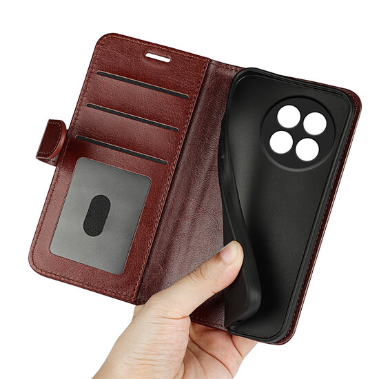 OnePlus 13R Hoesje - MobyDefend Wallet Book Case (Sluiting Achterkant) - Bruin