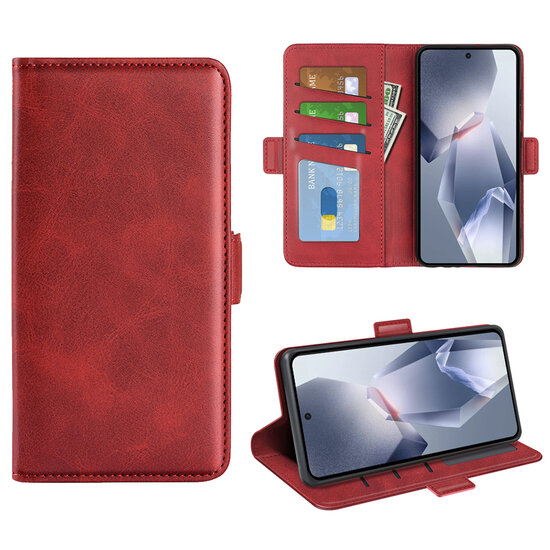 OnePlus 13R Hoesje - MobyDefend Luxe Wallet Book Case (Sluiting Zijkant) - Rood