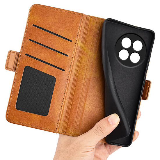 OnePlus 13R Hoesje - MobyDefend Luxe Wallet Book Case (Sluiting Zijkant) - Lichtbruin