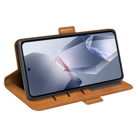 OnePlus 13R Hoesje - MobyDefend Luxe Wallet Book Case (Sluiting Zijkant) - Lichtbruin