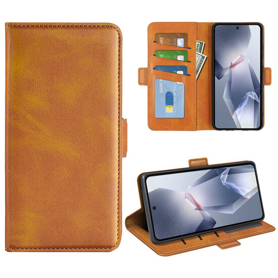 OnePlus 13R Hoesje - MobyDefend Luxe Wallet Book Case (Sluiting Zijkant) - Lichtbruin