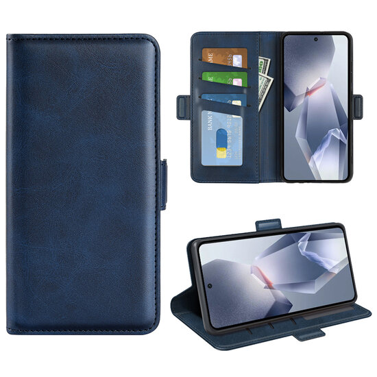 OnePlus 13R Hoesje - MobyDefend Luxe Wallet Book Case (Sluiting Zijkant) - Blauw