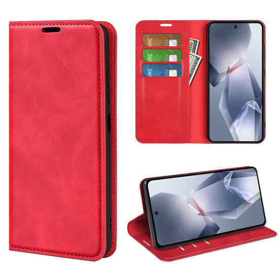 OnePlus 13R Hoesje - MobyDefend Luxe Wallet Bookcase (Magnetische Sluiting) - Rood