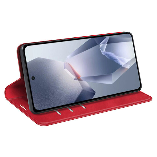 OnePlus 13R Hoesje - MobyDefend Luxe Wallet Bookcase (Magnetische Sluiting) - Rood