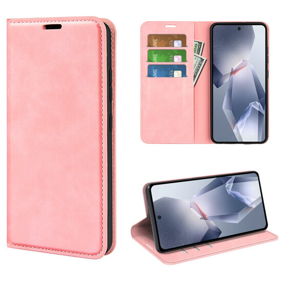 OnePlus 13R Hoesje - MobyDefend Luxe Wallet Bookcase (Magnetische Sluiting) - Roze