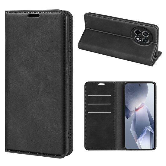 OnePlus 13R Hoesje - MobyDefend Luxe Wallet Bookcase (Magnetische Sluiting) - Zwart