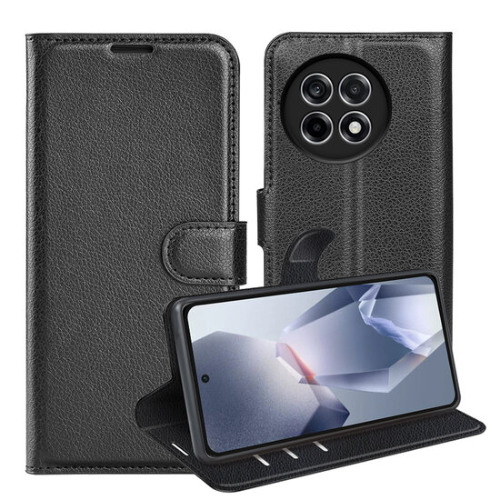 OnePlus 13R Hoesje - MobyDefend Kunstleren Wallet Book Case (Sluiting Voorkant) - Zwart