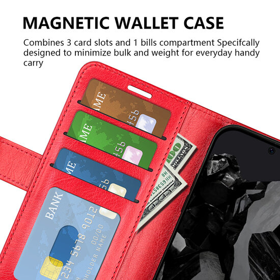 Google Pixel 9 Pro XL Hoesje - MobyDefend Wallet Book Case (Sluiting Achterkant) - Zwart