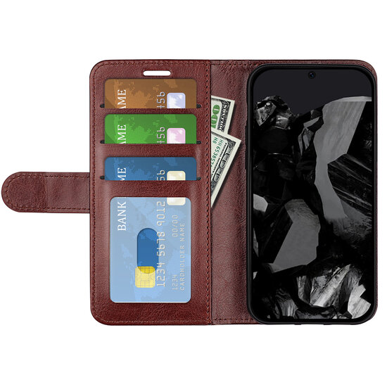 Google Pixel 9 Pro XL Hoesje - MobyDefend Wallet Book Case (Sluiting Achterkant) - Bruin