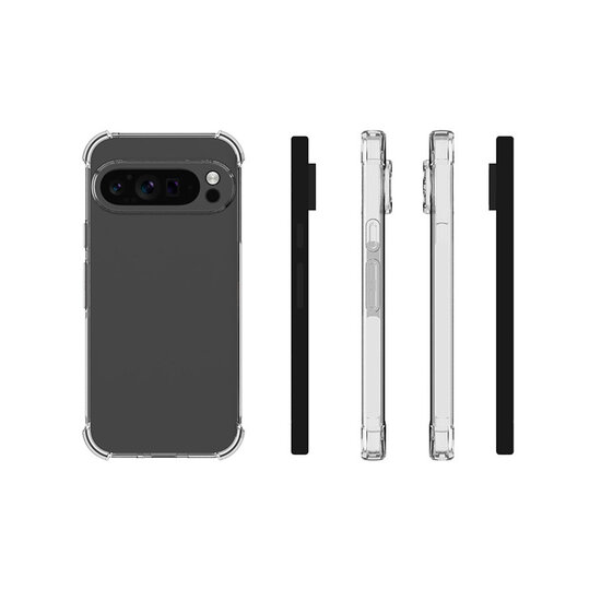 Google Pixel 9 Pro XL Hoesje - MobyDefend Transparante Shockproof TPU Backcover - Verstevigde Hoeken - Volledig Doorzichtig