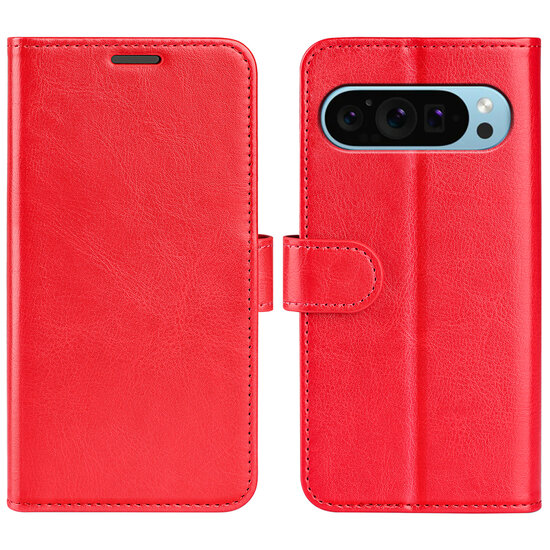 Google Pixel 9 / Pixel 9 Pro Hoesje - MobyDefend Wallet Book Case (Sluiting Achterkant) - Rood