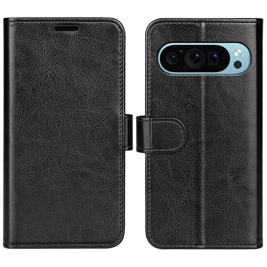 Google Pixel 9 / Pixel 9 Pro Hoesje - MobyDefend Wallet Book Case (Sluiting Achterkant) - Zwart