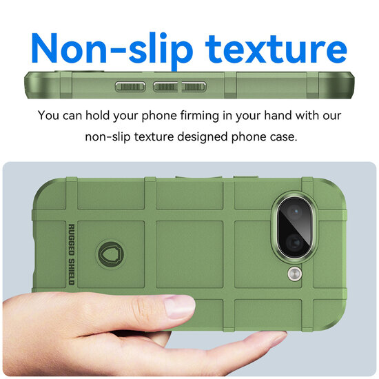 Google Pixel 9a Hoesje - Mobydefend Rugged Shield TPU Backcover - Groen