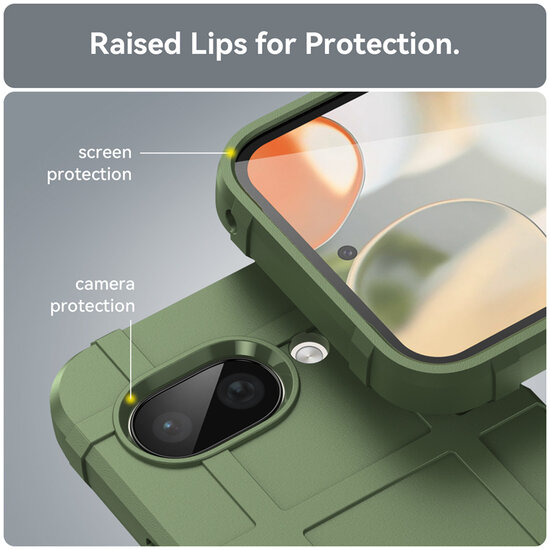 Google Pixel 9a Hoesje - Mobydefend Rugged Shield TPU Backcover - Groen