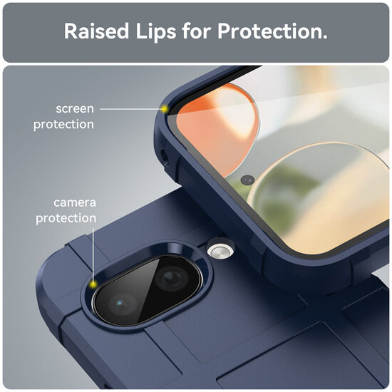 Google Pixel 9a Hoesje - Mobydefend Rugged Shield TPU Backcover - Blauw