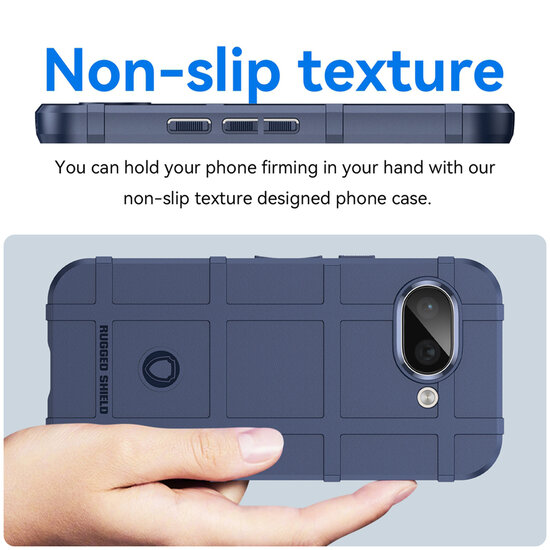 Google Pixel 9a Hoesje - Mobydefend Rugged Shield TPU Backcover - Blauw
