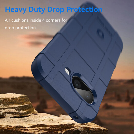 Google Pixel 9a Hoesje - Mobydefend Rugged Shield TPU Backcover - Blauw
