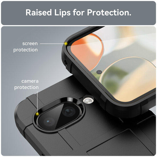 Google Pixel 9a Hoesje - Mobydefend Rugged Shield TPU Backcover - Zwart