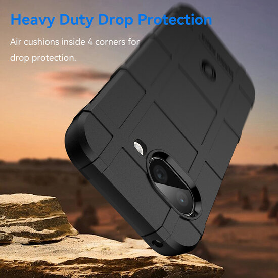 Google Pixel 9a Hoesje - Mobydefend Rugged Shield TPU Backcover - Zwart