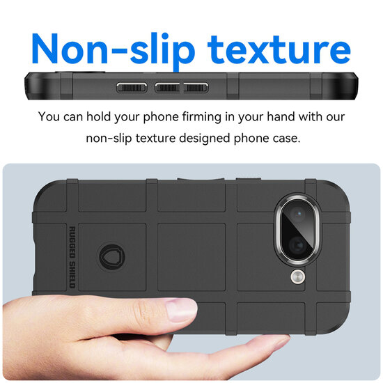 Google Pixel 9a Hoesje - Mobydefend Rugged Shield TPU Backcover - Zwart