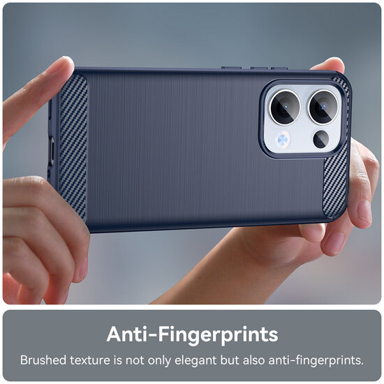 Oppo Reno13 Hoesje - MobyDefend TPU Backcover - Geborstelde Metaal &amp; Carbon-Look - Blauw