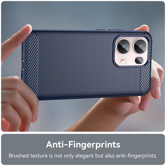 Oppo Reno13 Pro Hoesje - MobyDefend TPU Backcover - Geborstelde Metaal &amp; Carbon-Look - Blauw