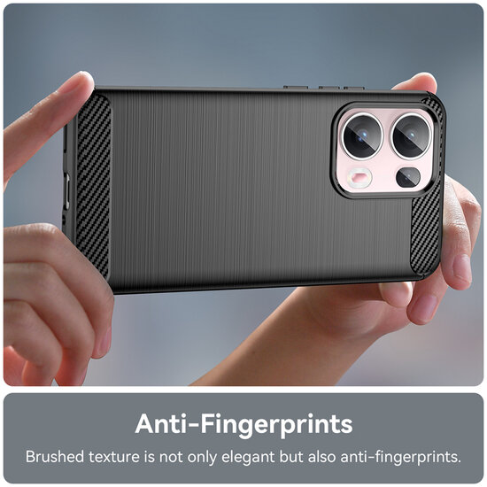 Oppo Reno13 Pro Hoesje - MobyDefend TPU Backcover - Geborstelde Metaal &amp; Carbon-Look - Zwart