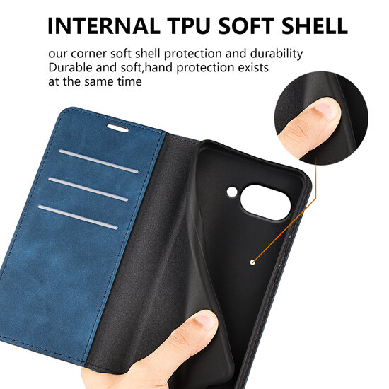Google Pixel 9a Hoesje - MobyDefend Luxe Wallet Bookcase (Magnetische Sluiting) - Roze