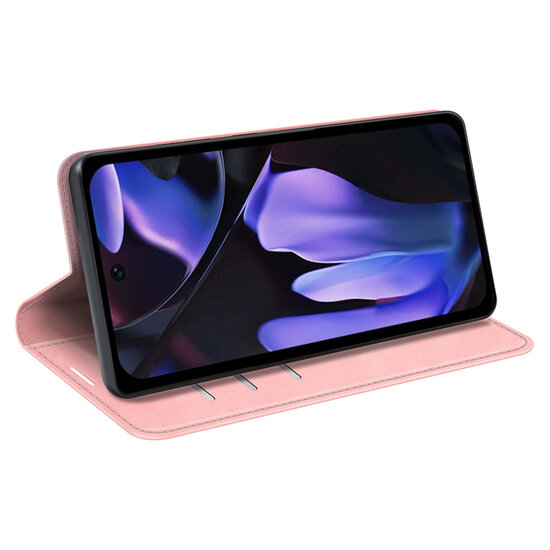 Google Pixel 9a Hoesje - MobyDefend Luxe Wallet Bookcase (Magnetische Sluiting) - Roze