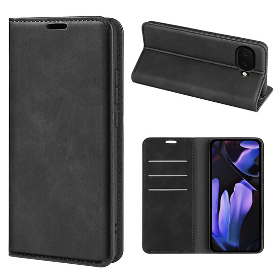 Google Pixel 9a Hoesje - MobyDefend Luxe Wallet Bookcase (Magnetische Sluiting) - Zwart