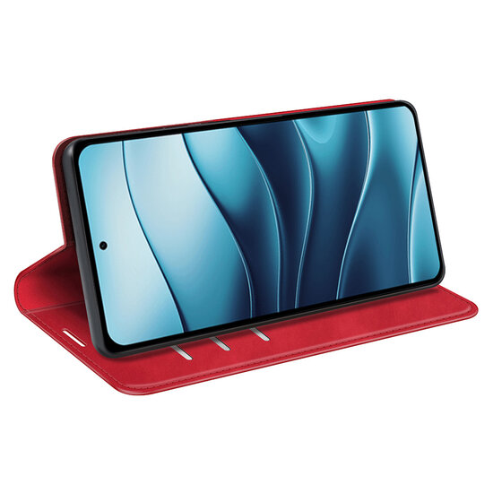 Xiaomi Redmi Note 14 4G Hoesje - MobyDefend Luxe Wallet Bookcase (Magnetische Sluiting) - Rood