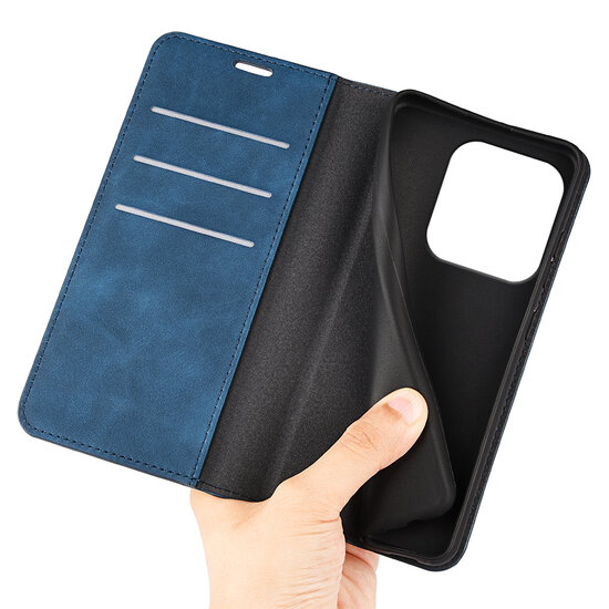 Xiaomi Redmi Note 14 4G Hoesje - MobyDefend Luxe Wallet Bookcase (Magnetische Sluiting) - Blauw