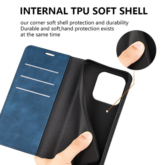 Xiaomi Redmi Note 14 4G Hoesje - MobyDefend Luxe Wallet Bookcase (Magnetische Sluiting) - Zwart