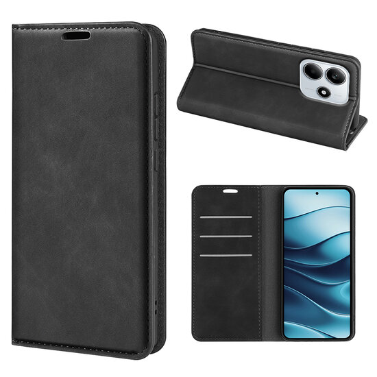 Xiaomi Redmi Note 14 4G Hoesje - MobyDefend Luxe Wallet Bookcase (Magnetische Sluiting) - Zwart