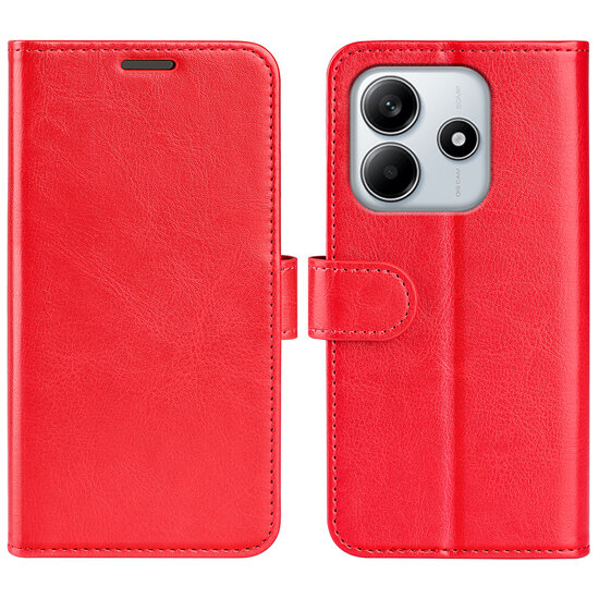 Xiaomi Redmi Note 14 4G Hoesje - MobyDefend Wallet Book Case (Sluiting Achterkant) - Rood
