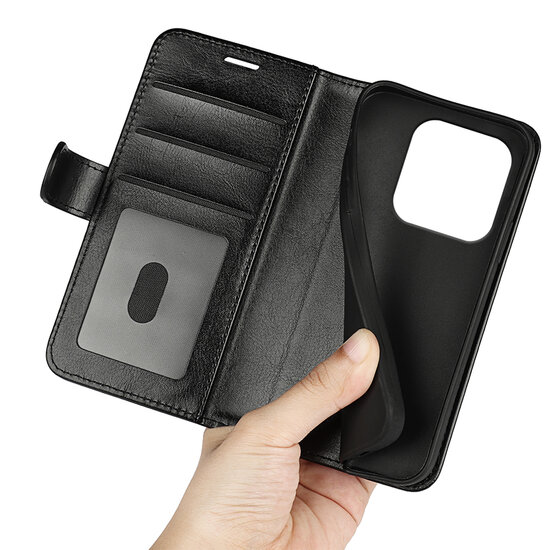Xiaomi Redmi Note 14 4G Hoesje - MobyDefend Wallet Book Case (Sluiting Achterkant) - Zwart