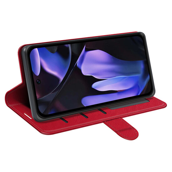 Google Pixel 9a Hoesje - MobyDefend Wallet Book Case (Sluiting Achterkant) - Rood