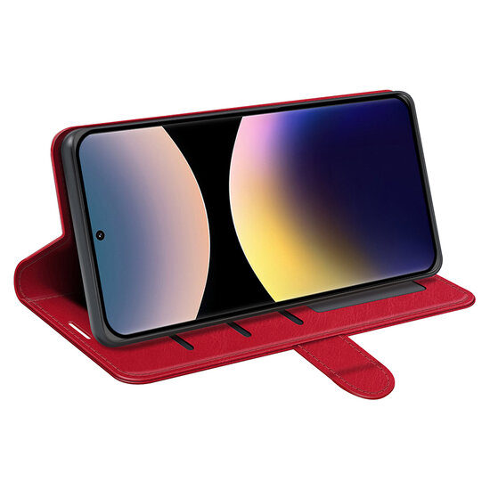 Xiaomi Redmi Note 14 Pro 4G Hoesje - MobyDefend Wallet Book Case (Sluiting Achterkant) - Rood