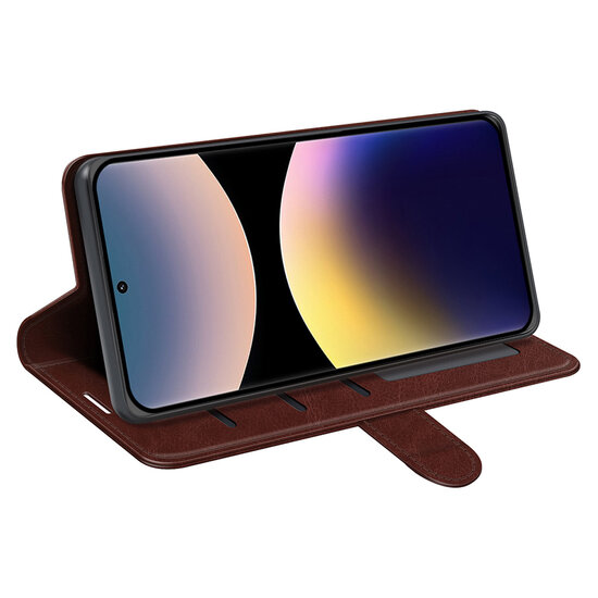 Xiaomi Redmi Note 14 Pro 4G Hoesje - MobyDefend Wallet Book Case (Sluiting Achterkant) - Bruin