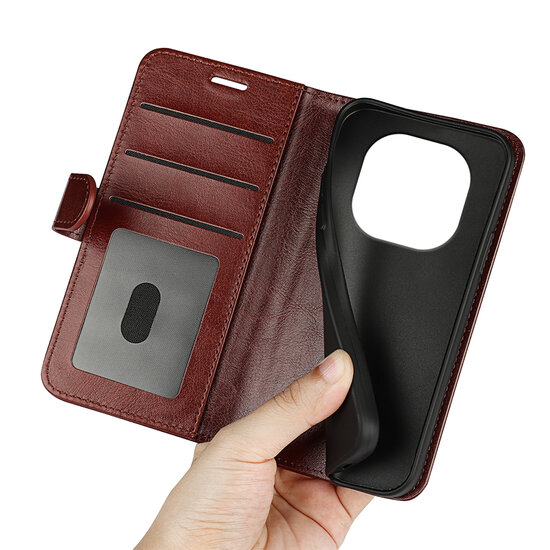 Xiaomi Redmi Note 14 Pro 4G Hoesje - MobyDefend Wallet Book Case (Sluiting Achterkant) - Bruin