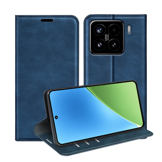 Xiaomi 15 Hoesje - MobyDefend Luxe Wallet Bookcase (Magnetische Sluiting) - Blauw
