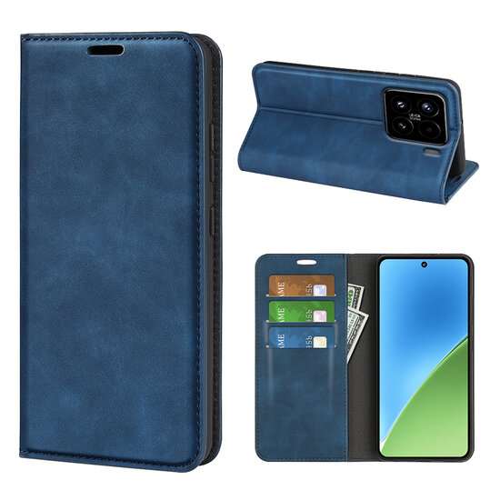 Xiaomi 15 Hoesje - MobyDefend Luxe Wallet Bookcase (Magnetische Sluiting) - Blauw